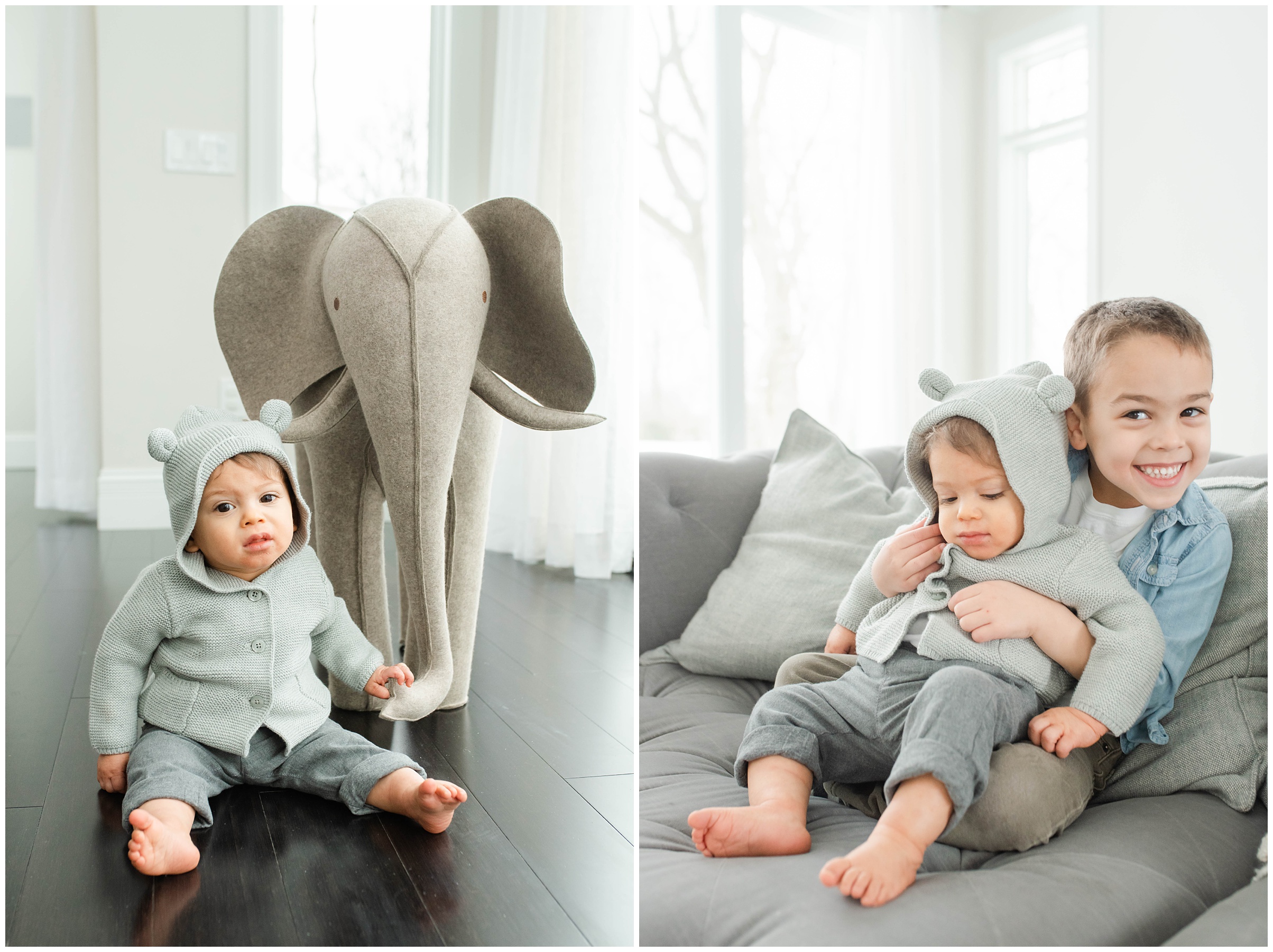baby with stuffed elephant