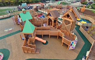 Kayla's park playground in Milwaukee from aerial view
