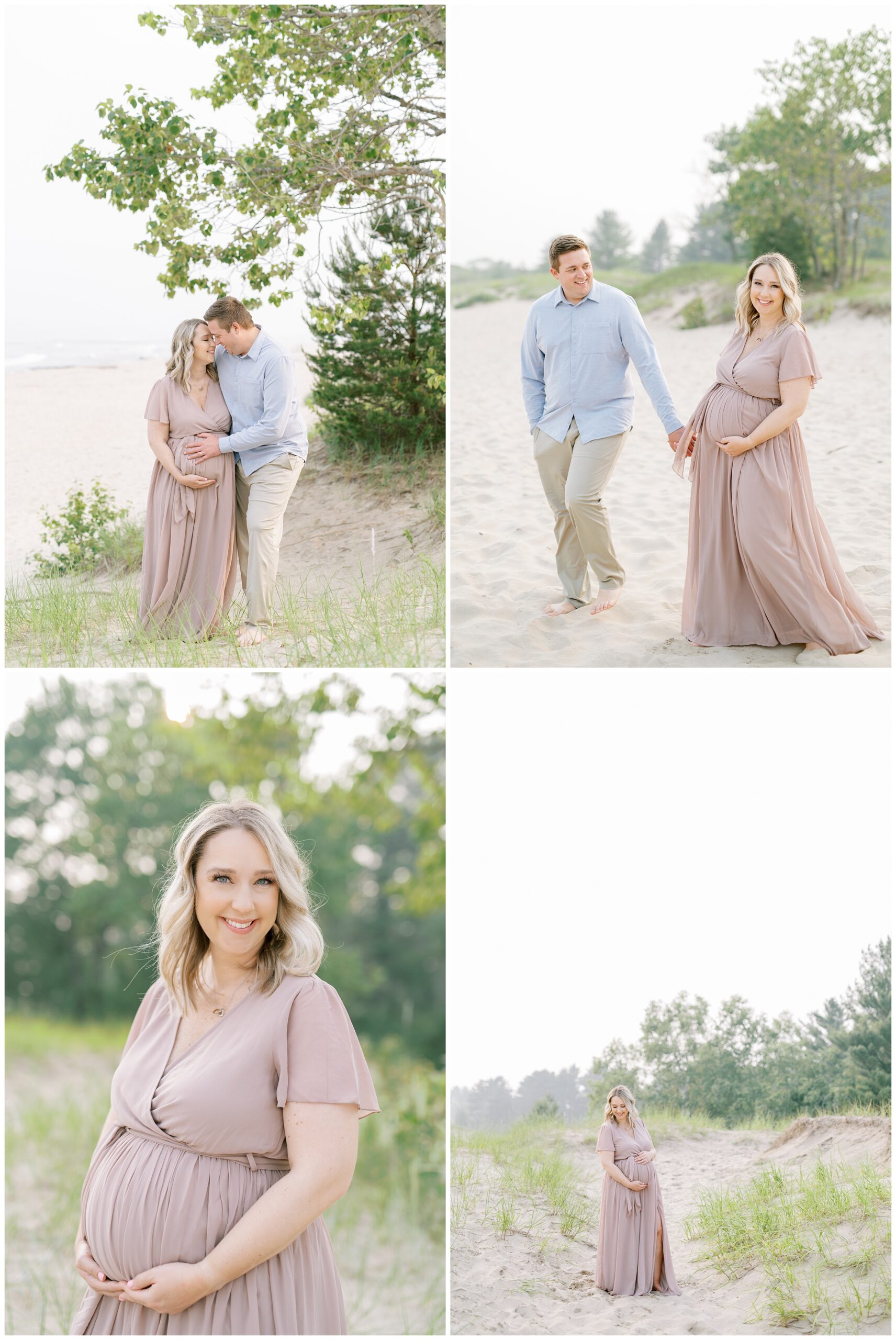 Maternity photos of a Milwaukee mom at a beach in Wisconsin.

