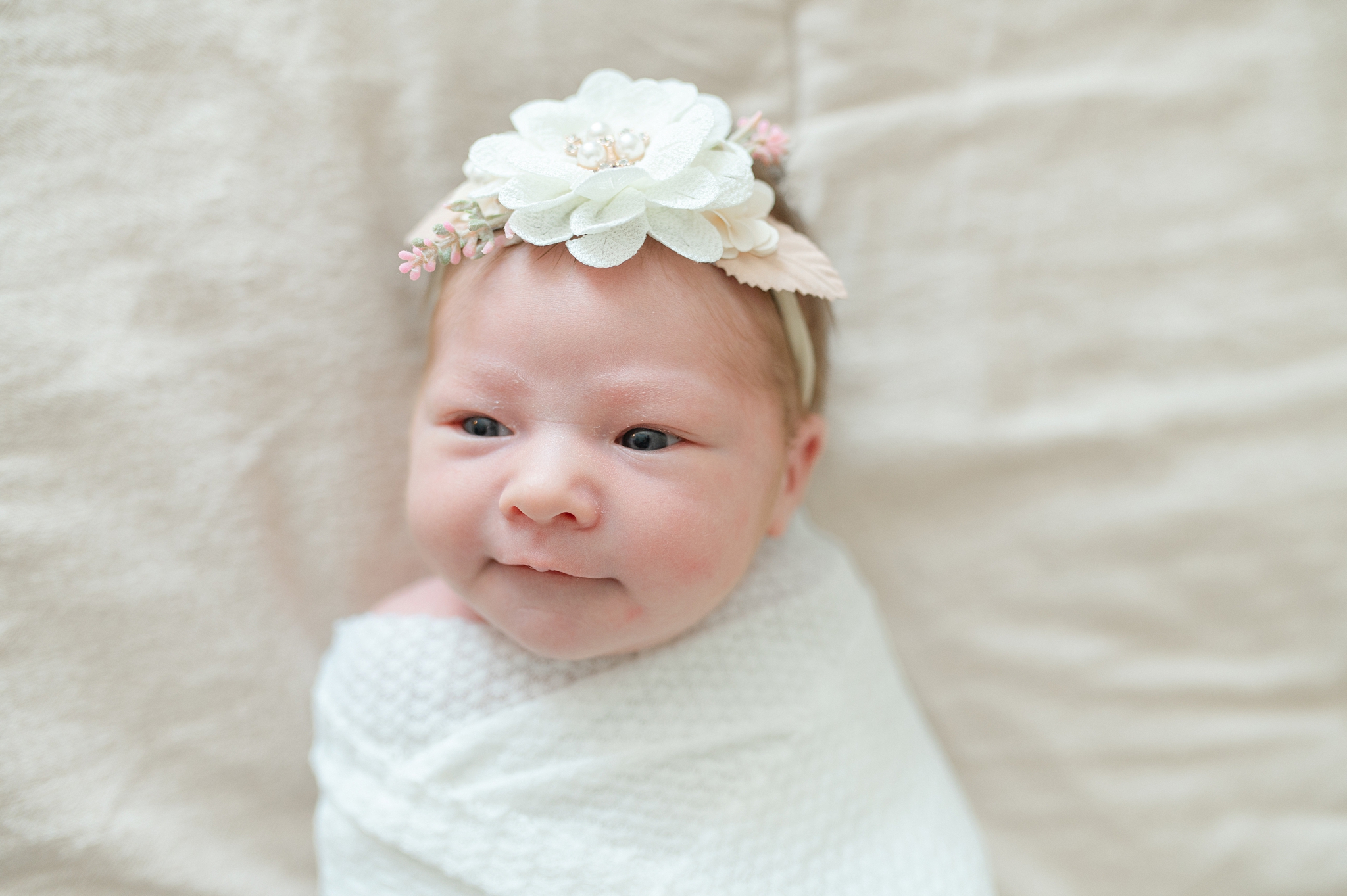 Baby in a swaddle during a waukesha newborn session