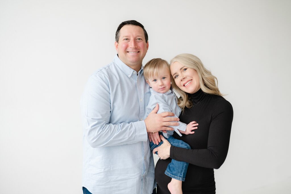 Family of three during pregnancy photoshoot