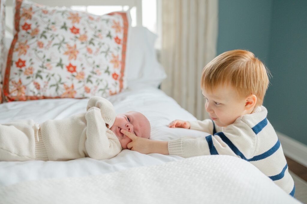 Fox Point Newborn session featuring two siblings