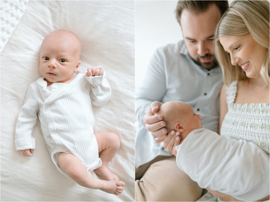 Baby awake for in home newborn session in Cedarburg WI